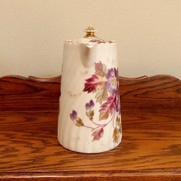 Antique Rudolstadt Germany Hand Painted Porcelain Chocolate Pot - Picture 2 of 8